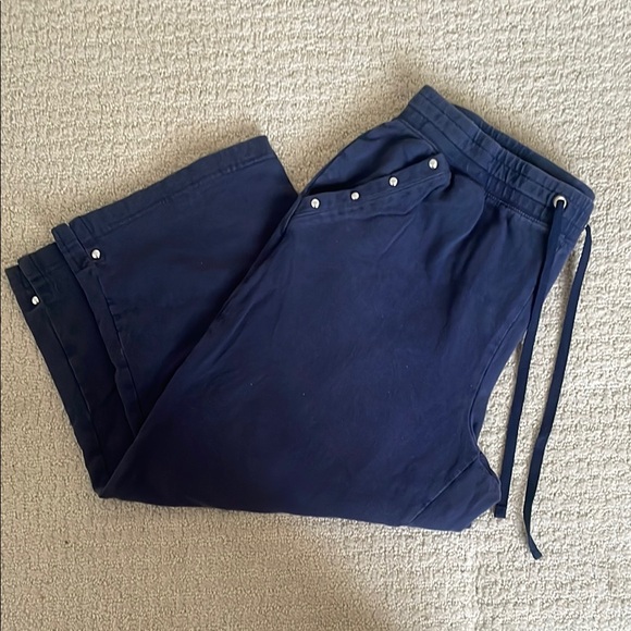 Karen Scott Pants - Karen Scott Navy Blue Capri Sweatpants Cotton Stretch M